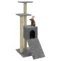 Árvore p/ gatos c/ postes arranhadores sisal 92 cm cinza-claro