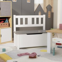 Banco de arrumação infantil 60x30x55 cm MDF branco e cinzento