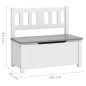 Banco de arrumação infantil 60x30x55 cm MDF branco e cinzento