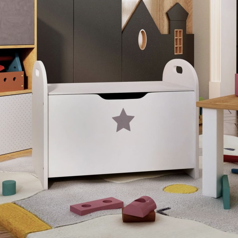 Banco de arrumação infantil 62x40x46,5 cm MDF branco-Conjuntos de móveis infantis-Home Retail