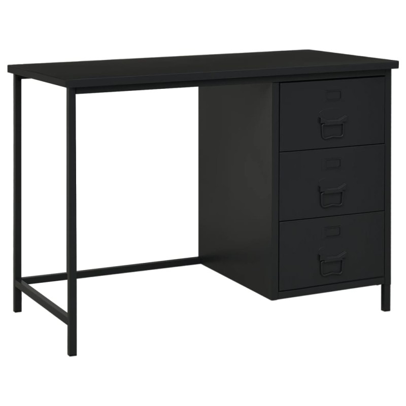 Secretária industrial c/ gavetas 105x52x75 cm aço preto-Escrivaninhas-Home Retail