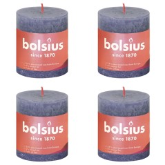 Bolsius Velas rústicas cilíndricas Shine 4pcs 80x68 mm azul crepúsculo