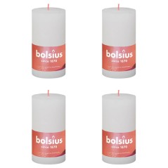 Bolsius Velas rústicas cilíndricas Shine 4pcs 130x68 mm branco nublado