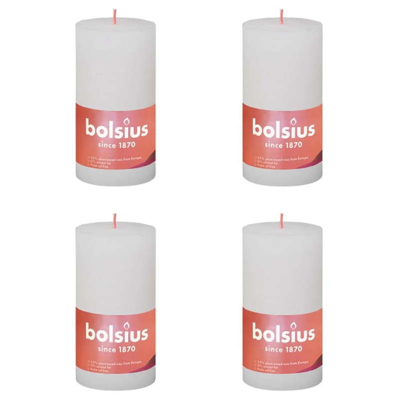 Bolsius Velas rústicas cilíndricas Shine 4pcs 130x68 mm branco nublado-Velas-Home Retail