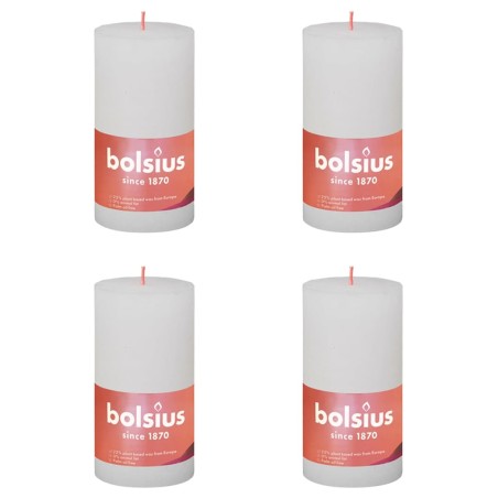 Bolsius Velas rústicas cilíndricas Shine 4pcs 130x68 mm branco nublado