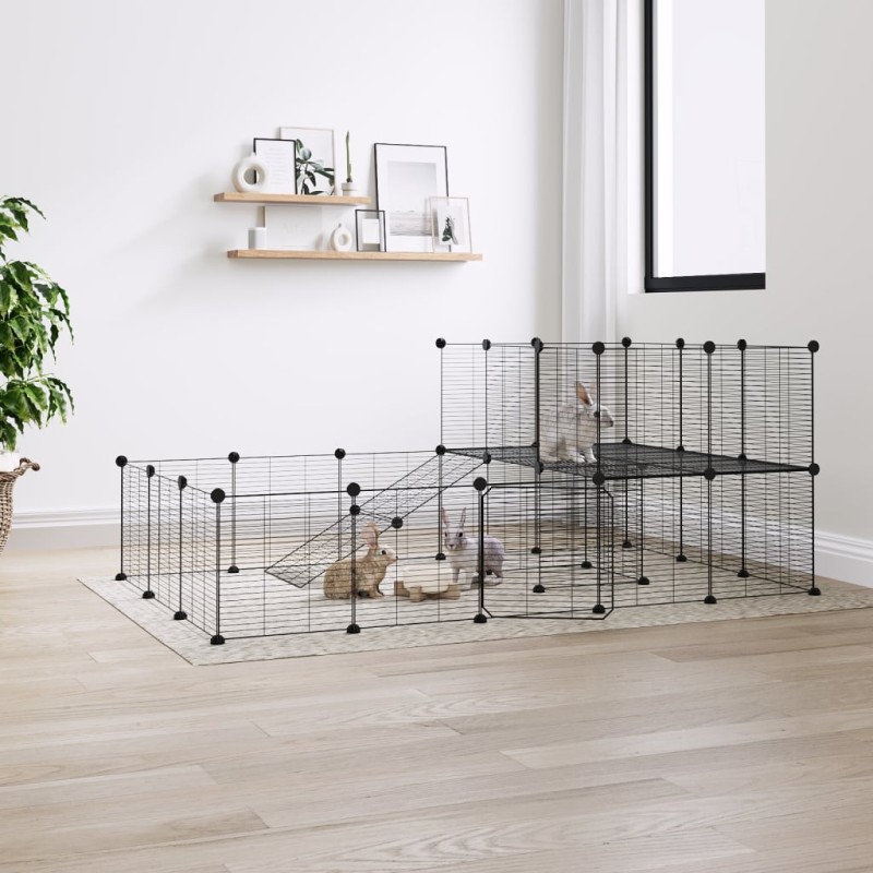 Gaiola p/ animais de 36 painéis c/ porta 35x35 cm aço preto-Casotas e gaiolas para animais pequenos-Home Retail