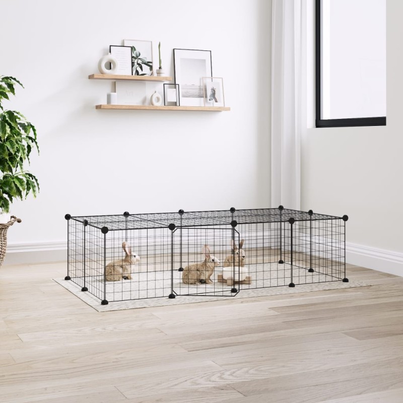 Gaiola p/ animais de 20 painéis c/ porta 35x35 cm aço preto-Casotas e gaiolas para animais pequenos-Home Retail