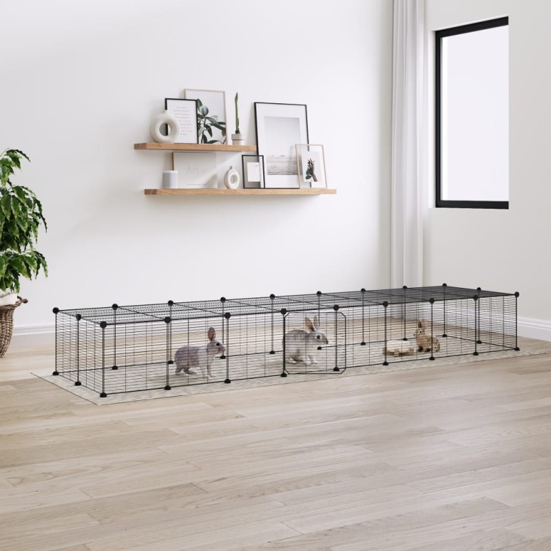 Gaiola p/ animais de 36 painéis c/ porta 35x35 cm aço preto-Casotas e gaiolas para animais pequenos-Home Retail