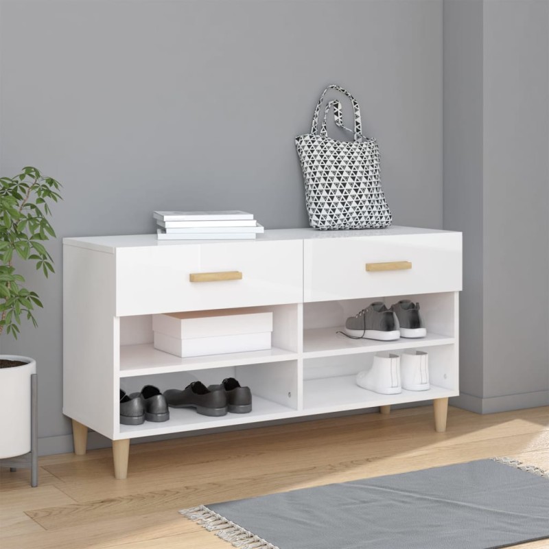 Sapateira 102x35x55 cm derivados de madeira branco brilhante-Sapateiras e organizadores-Home Retail