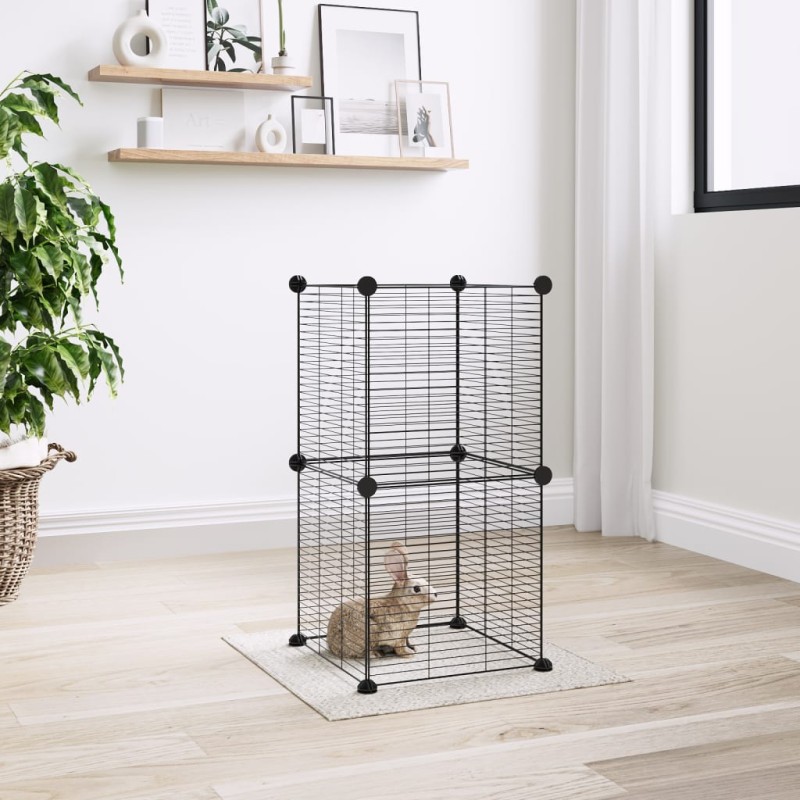 Gaiola p/ animais de estimação com 8 painéis 35x35 cm aço preto-Casotas e gaiolas para animais pequenos-Home Retail