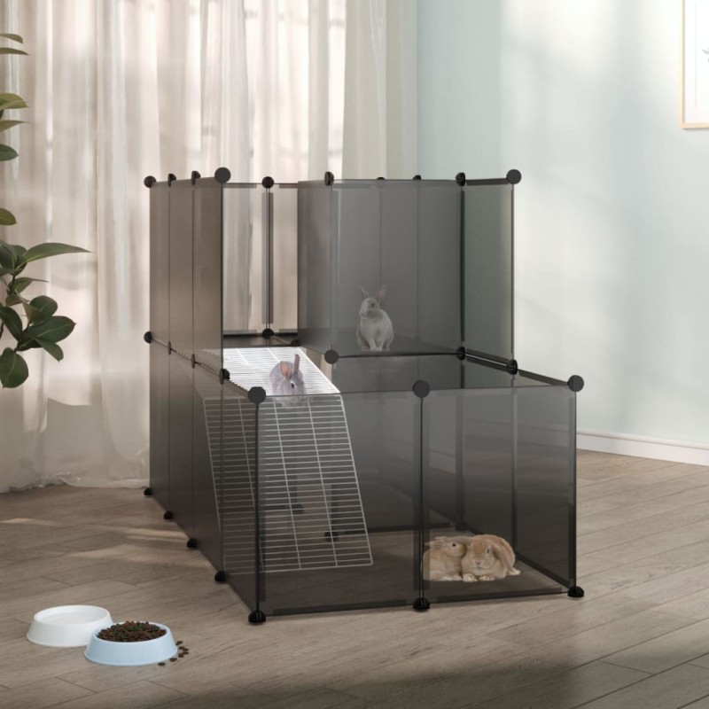 Gaiola para animais pequenos 142x74x93 cm PP e aço preto-Casotas e gaiolas para animais pequenos-Home Retail