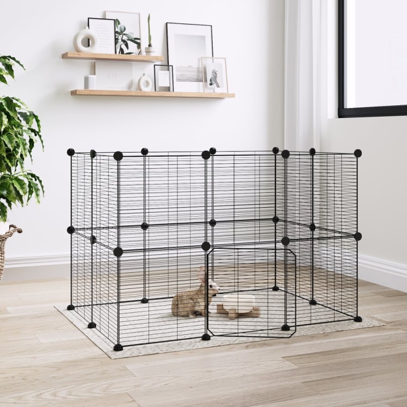 Gaiola p/ animais de 20 painéis c/ porta 35x35 cm aço preto-Casotas e gaiolas para animais pequenos-Home Retail