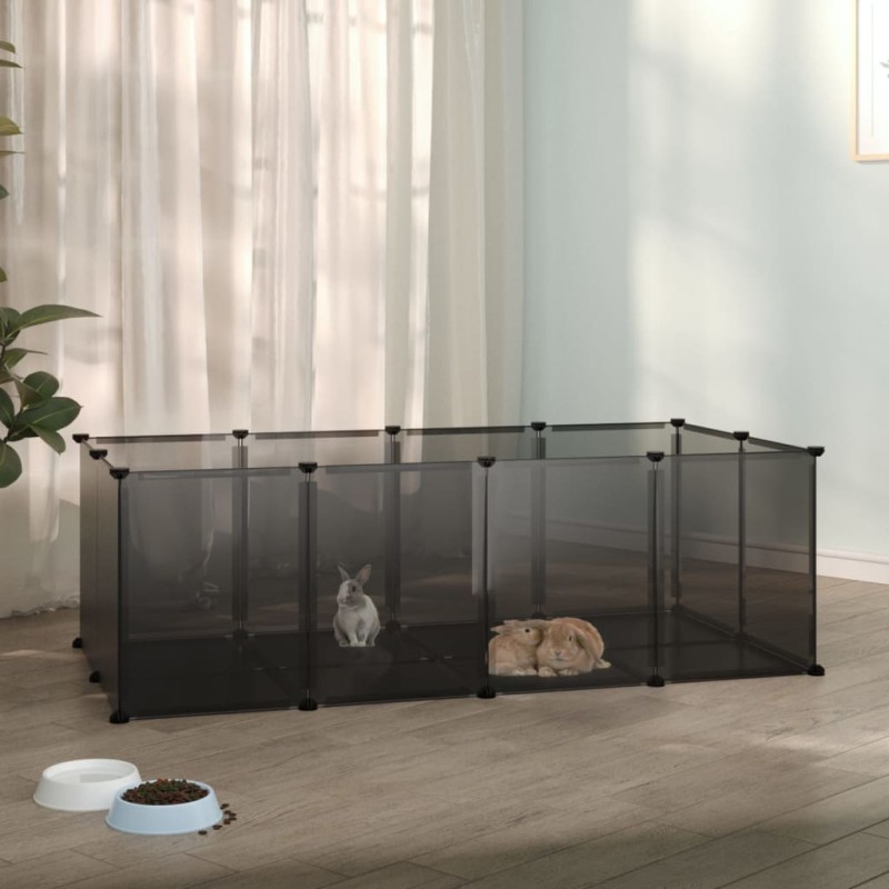 Gaiola para animais pequenos 144x74x46,5 cm PP e aço preto-Casotas e gaiolas para animais pequenos-Home Retail