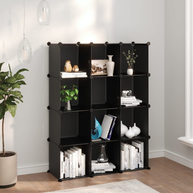 Organizador de arrumação com 12 cubos PP preto-Sapateiras e organizadores-Home Retail