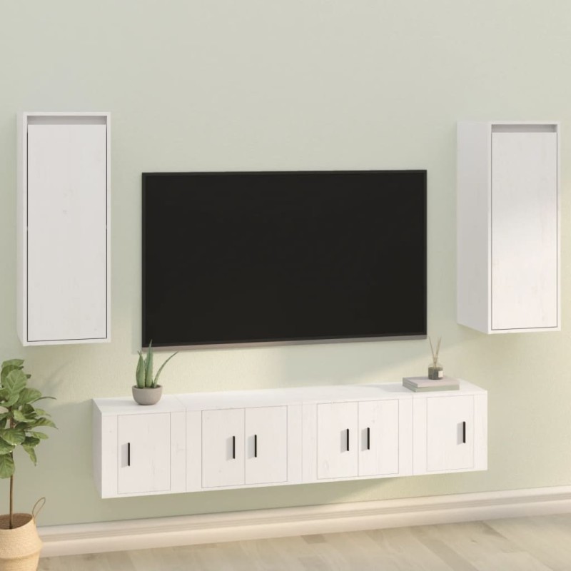 Mesas de cabeceira 2 pcs 30x30x80 cm pinho maciço branco-Prateleiras-Home Retail