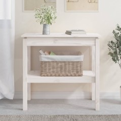 Mesa consola 80x40x75 cm madeira de pinho maciça branco