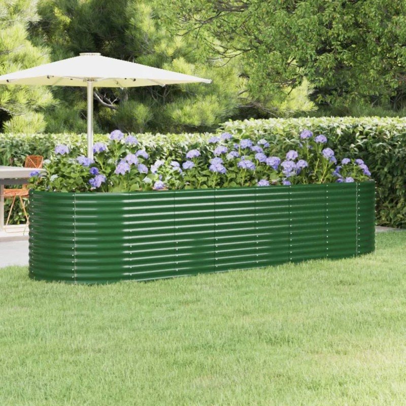 Canteiro elevado jardim 322x100x68 cm aço revestido a pó verde-Vasos e floreiras-Home Retail