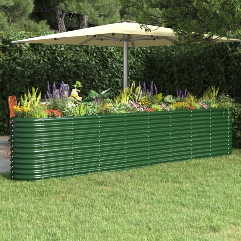 Canteiro elevado jardim 332x40x68 cm aço revestido a pó verde-Vasos e floreiras-Home Retail