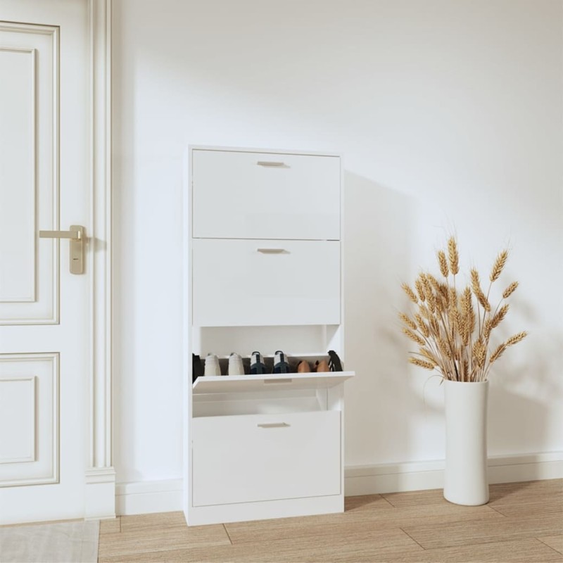 Sapateira 59x17x150 cm derivados de madeira branco brilhante-Sapateiras e organizadores-Home Retail