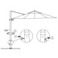 Guarda-sol cantilever mastro alumínio 300 cm cinza-acastanhado