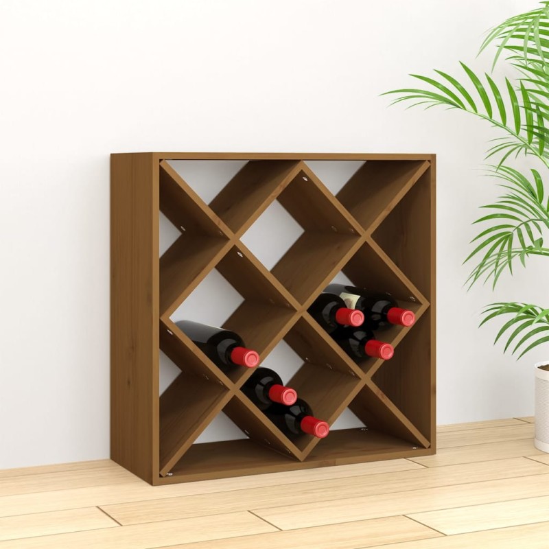 Garrafeira 62x25x62 cm madeira de pinho maciça castanho mel-Armários para vinhos e licores-Home Retail