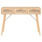 Mesa consola 105x30x75 cm pinho maciço e vime natural castanho