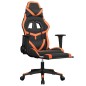 Cadeira gaming massagem c/ apoio pés couro artif. preto/laranja