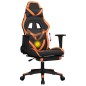 Cadeira gaming massagem c/ apoio pés couro artif. preto/laranja