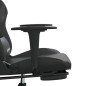 Cadeira gaming massagens c/ apoio pés couro artif. preto/cinza