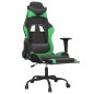 Cadeira gaming massagens c/ apoio pés couro artif. preto/verde