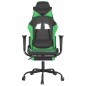 Cadeira gaming massagens c/ apoio pés couro artif. preto/verde