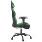 Cadeira gaming massagens c/ apoio pés couro artif. preto/verde