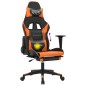 Cadeira gaming massagem c/ apoio pés couro artif. preto/laranja