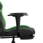 Cadeira gaming massagens c/ apoio pés couro artif. preto/verde