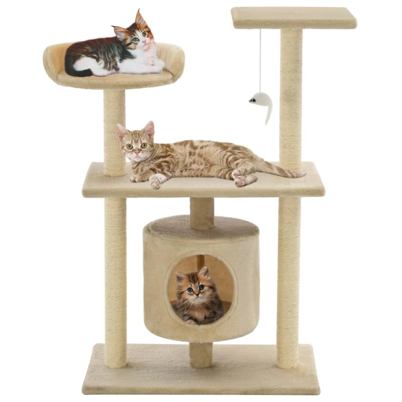 Árvore para gatos c/ postes arranhadores sisal 95 cm bege-Móveis para gatos-Home Retail