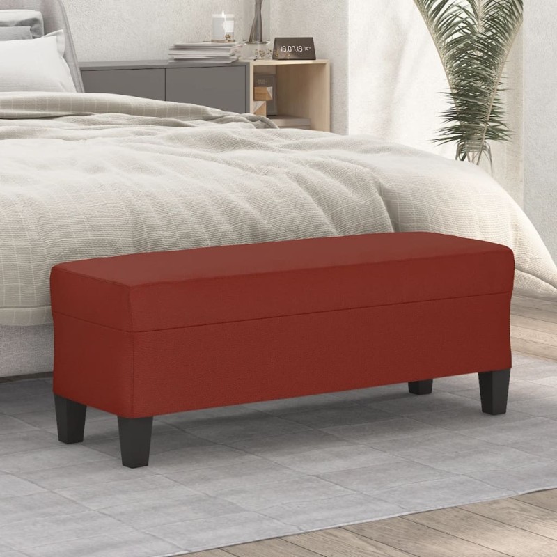 Banco 100x35x41 cm couro artificial vermelho tinto-Bancos-Home Retail