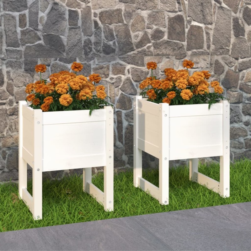 Vasos/floreiras 2 pcs 40x40x52,5 cm pinho maciço branco-Vasos e floreiras-Home Retail