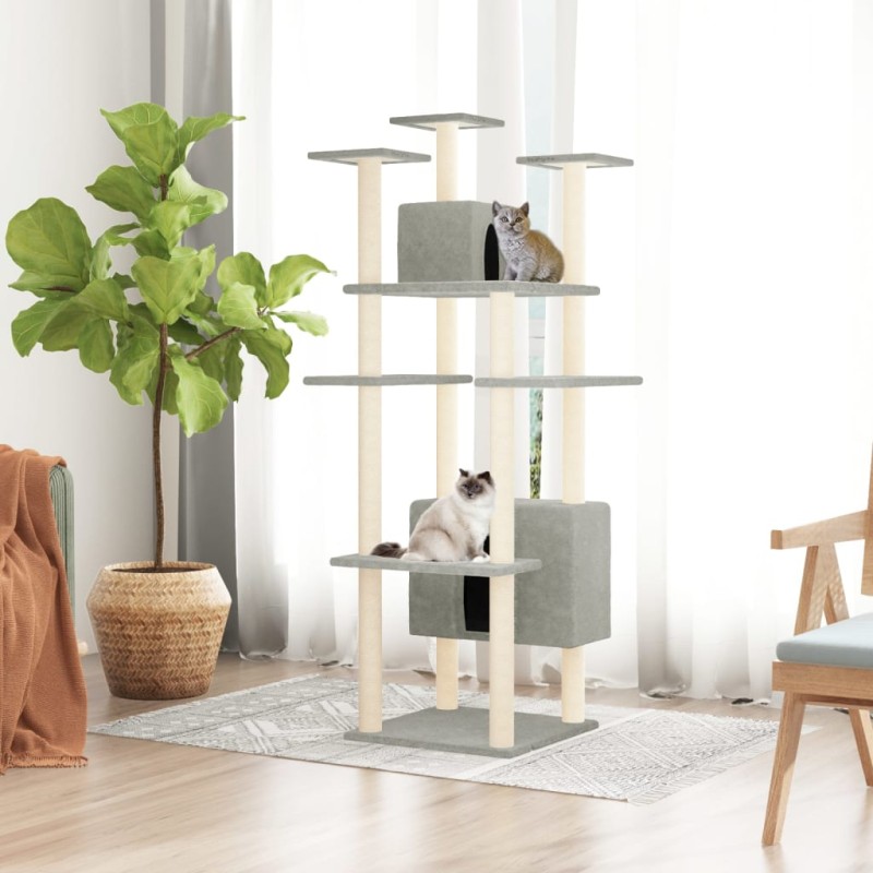 Árvore p/ gatos c/ postes arranhadores sisal 162 cm cinza-claro-Móveis para gatos-Home Retail