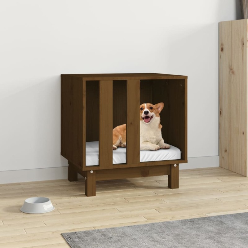 Casota para cães 50x40x52 cm pinho maciço castanho mel-Casotas para cães-Home Retail