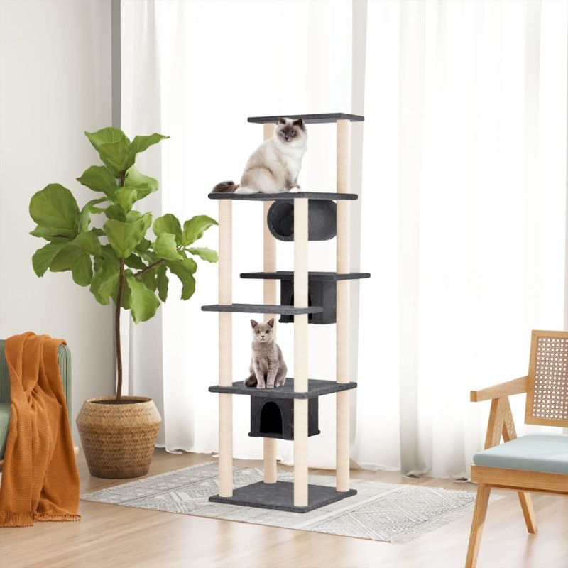 Árvore p/ gatos c/ postes arranhadores sisal 169cm cinza-escuro-Móveis para gatos-Home Retail