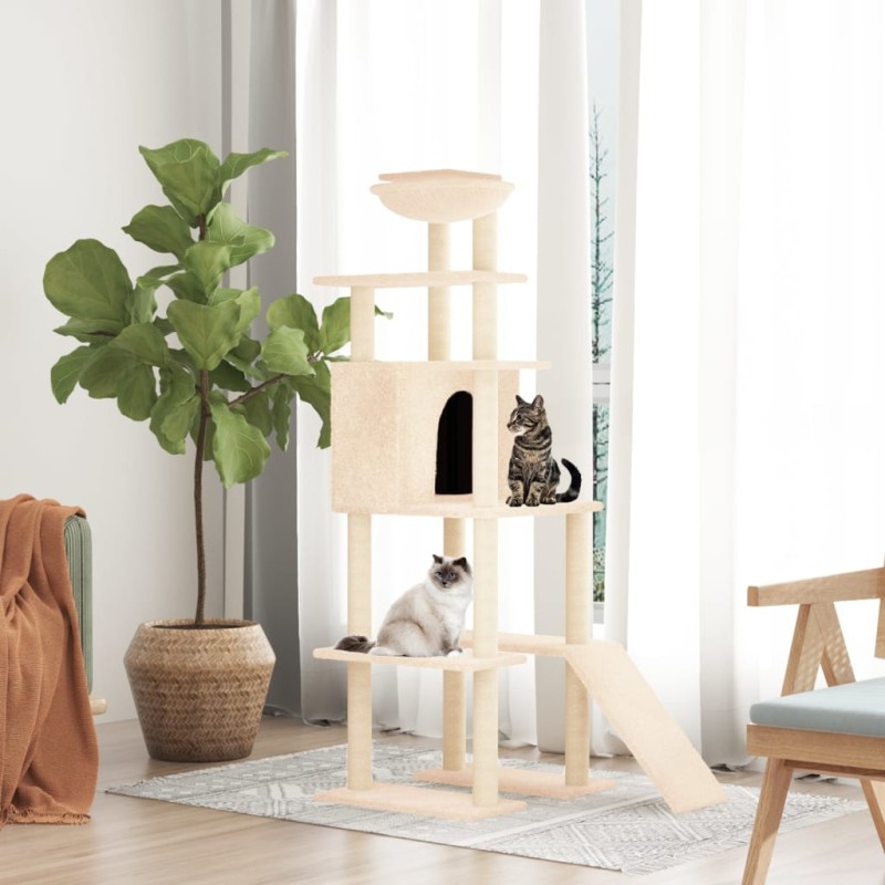 Árvore para gatos c/ postes arranhadores sisal 166 cm cor creme-Móveis para gatos-Home Retail