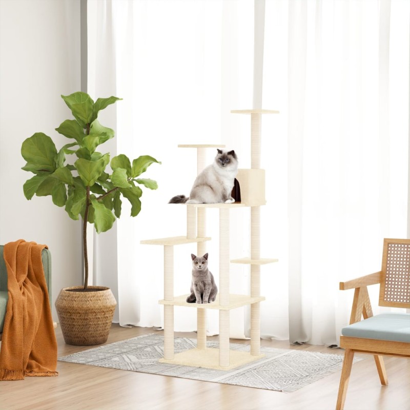 Árvore para gatos c/ postes arranhadores sisal 153 cm cor creme-Móveis para gatos-Home Retail