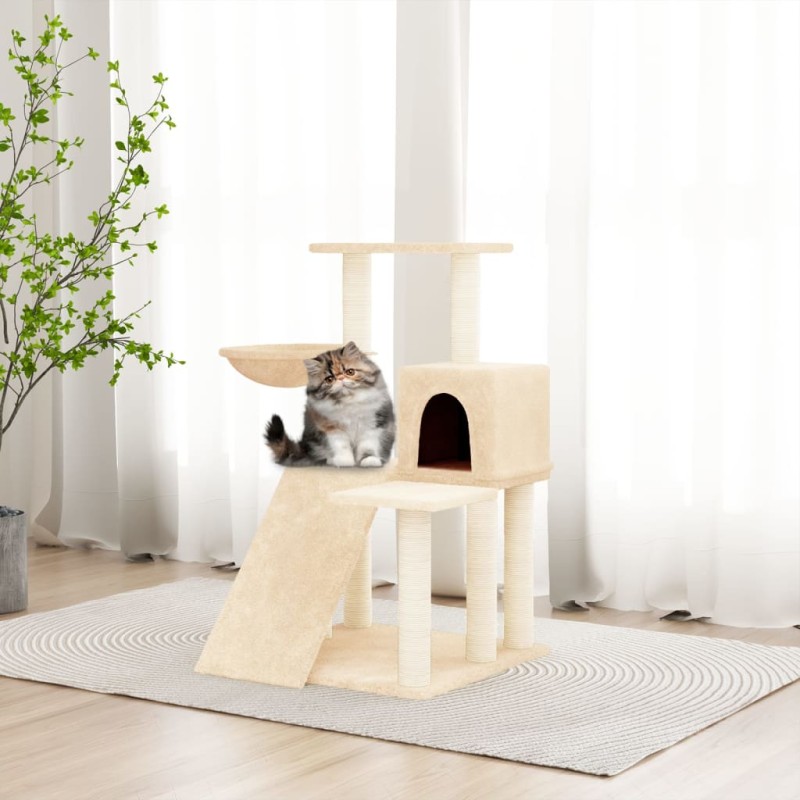 Árvore para gatos c/ postes arranhadores sisal 82 cm cor creme-Móveis para gatos-Home Retail