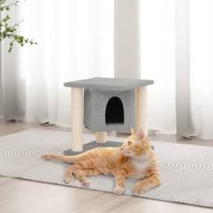 Árvore p/ gatos c/ postes arranhadores sisal 37 cm cinza-claro