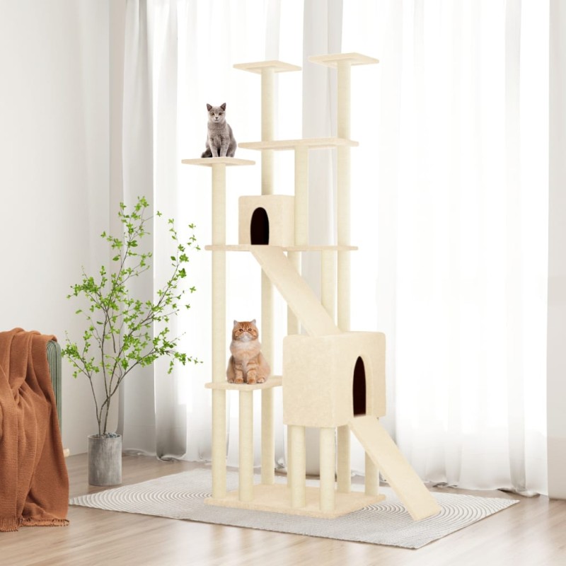 Árvore para gatos c/ postes arranhadores sisal 190 cm cor creme-Móveis para gatos-Home Retail