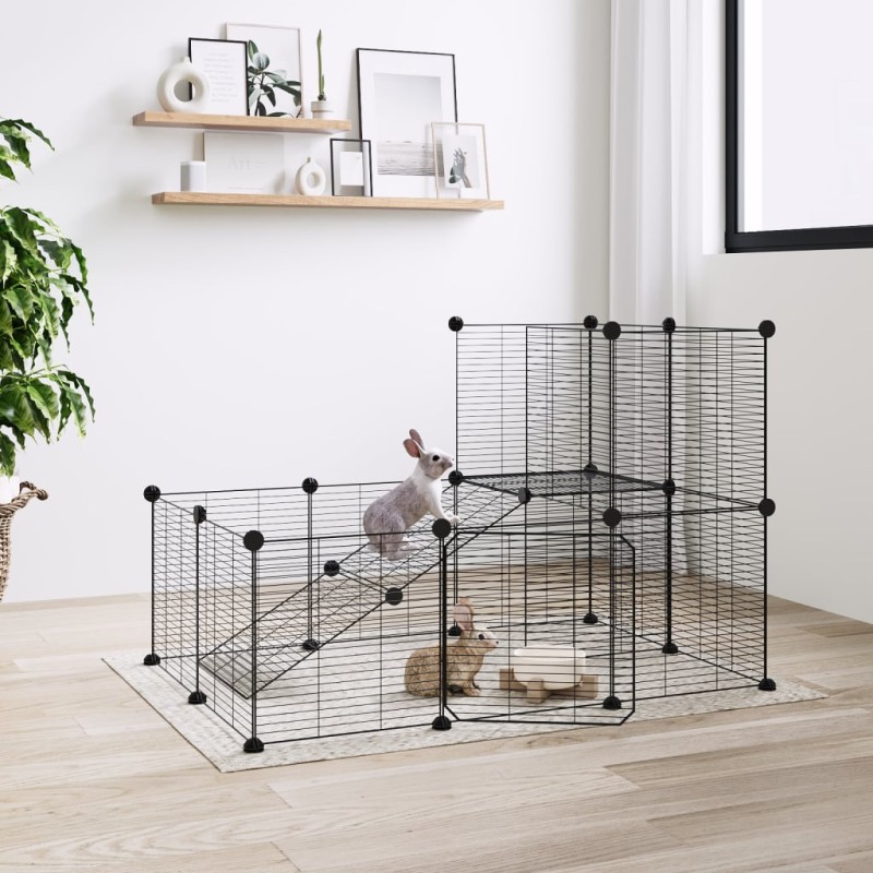 Gaiola p/ animais de 20 painéis c/ porta 35x35 cm aço preto-Casotas e gaiolas para animais pequenos-Home Retail