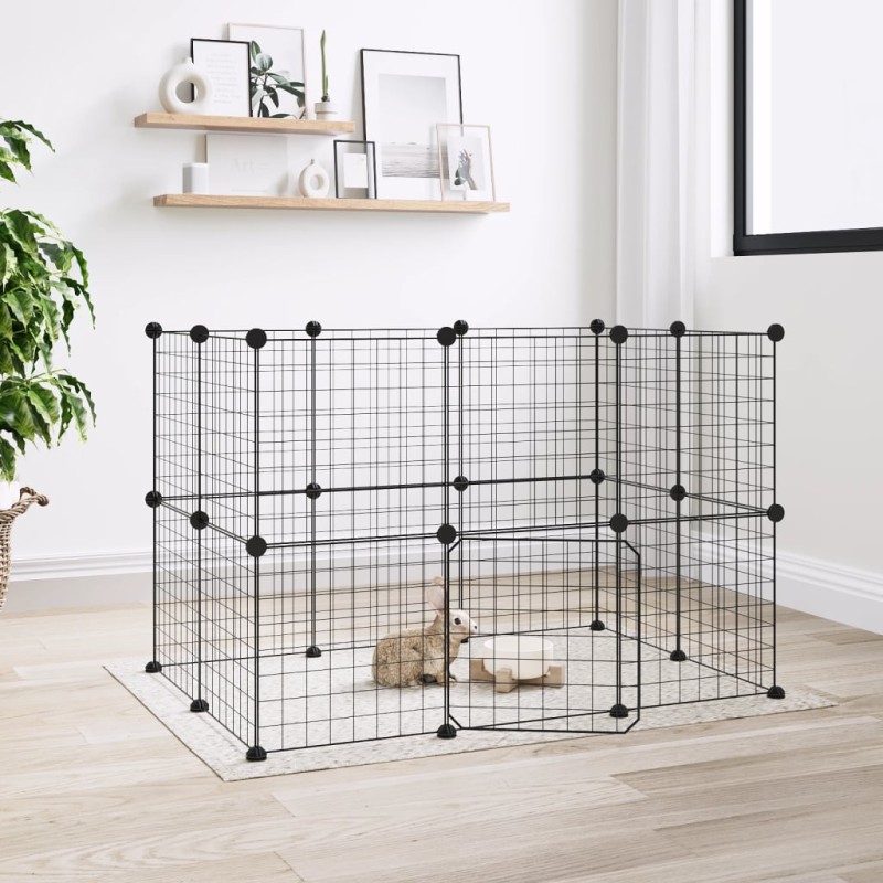 Gaiola p/ animais de 20 painéis c/ porta 35x35 cm aço preto-Casotas e gaiolas para animais pequenos-Home Retail