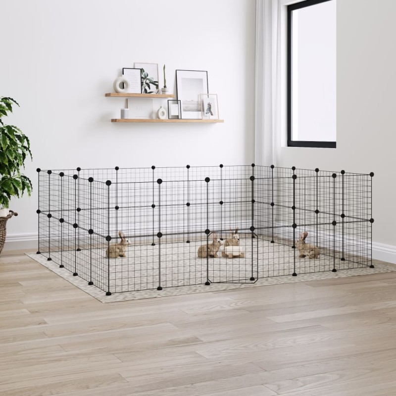 Gaiola p/ animais de 44 painéis c/ porta 35x35 cm aço preto-Casotas e gaiolas para animais pequenos-Home Retail