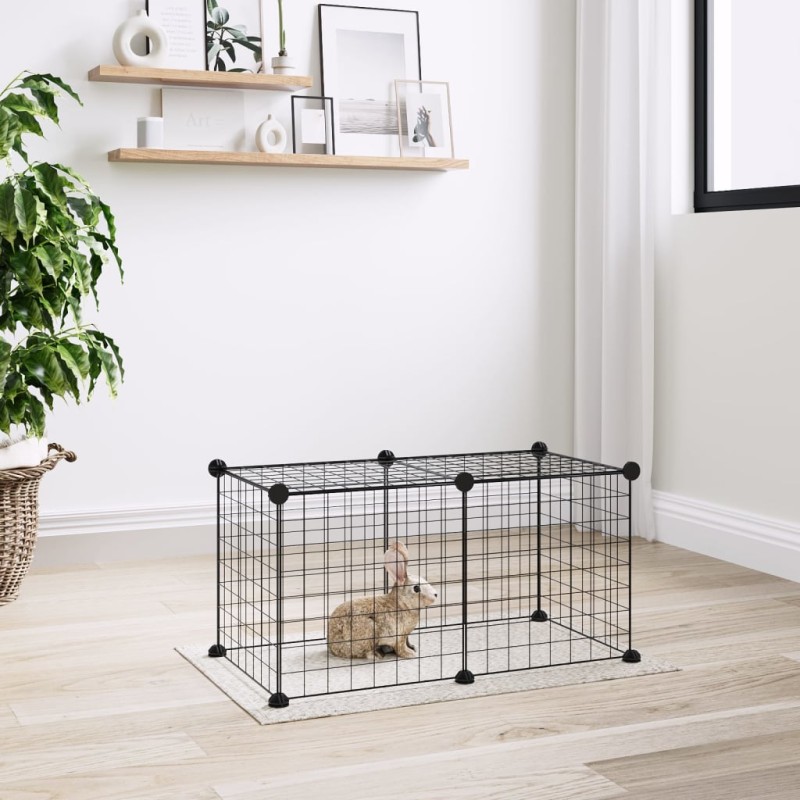 Gaiola p/ animais de estimação com 8 painéis 35x35 cm aço preto-Casotas e gaiolas para animais pequenos-Home Retail