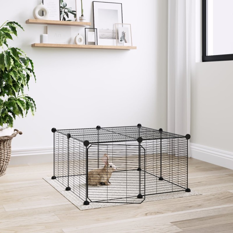 Gaiola p/ animais de 12 painéis c/porta 35x35 cm aço preto-Casotas e gaiolas para animais pequenos-Home Retail